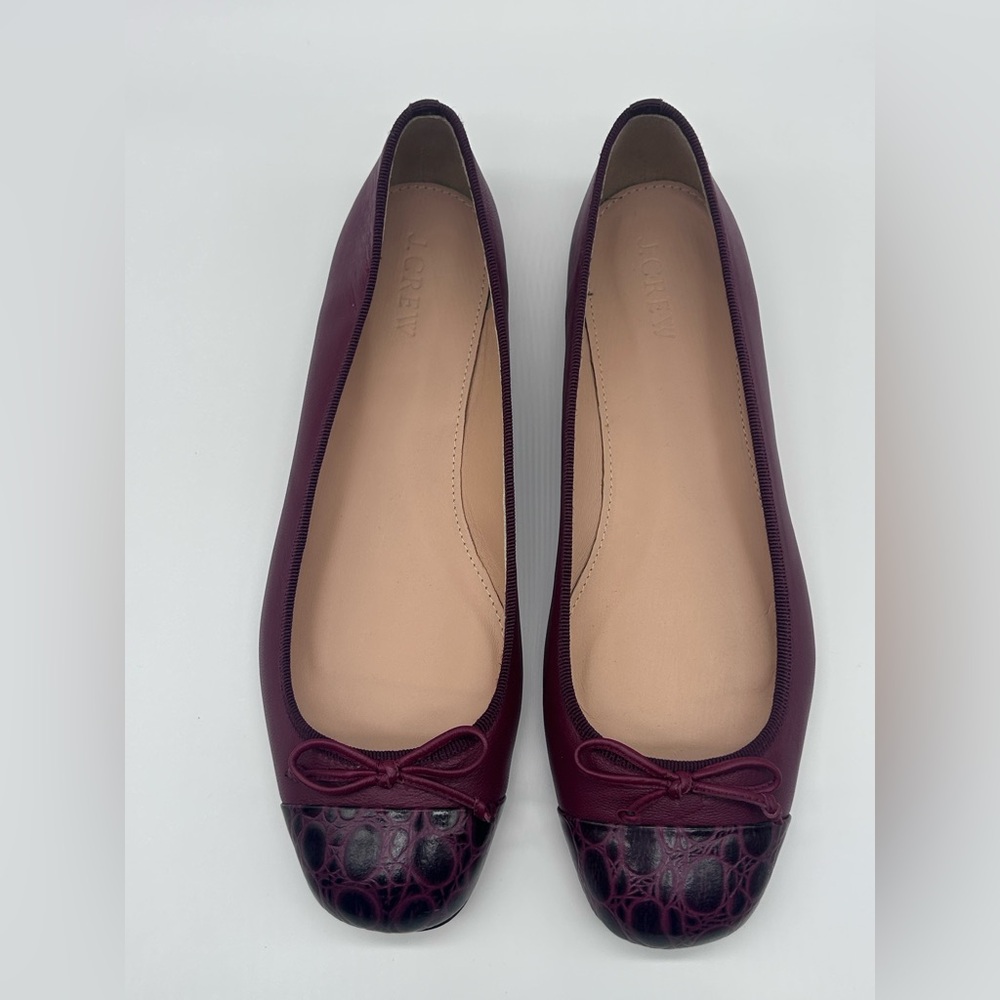 J Crew Lily Cap-Toe leather ballet flats. 8.5